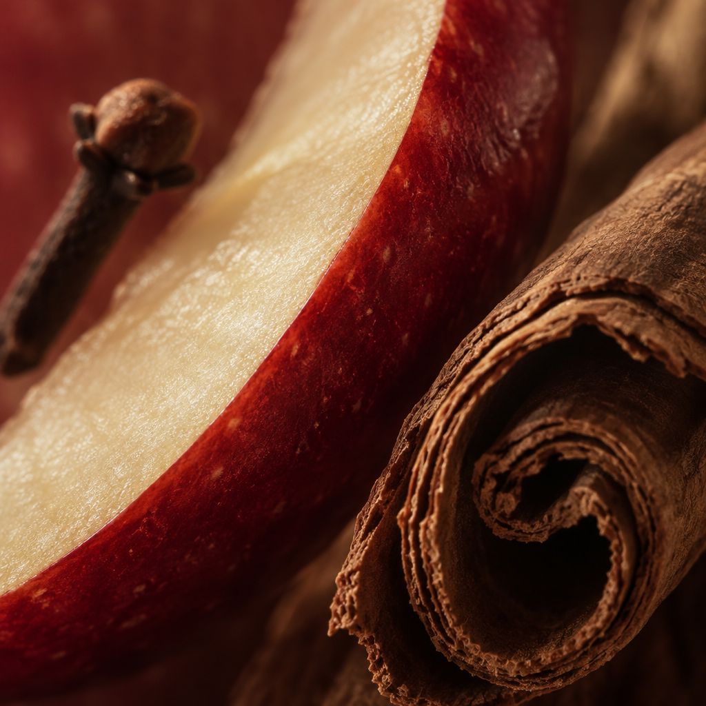 Spiced Apple, makrobild med äpple och kanel